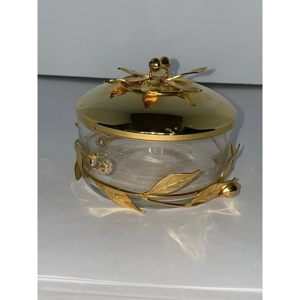 Echt‎ Kristall Glas Handarbeit Weidensteiner Frauenau Trinket Glass+Gold German